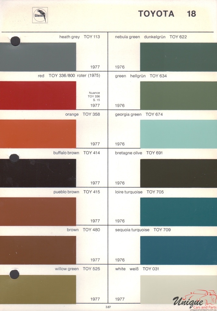 1977 Toyota Paint Charts Glasurit 4